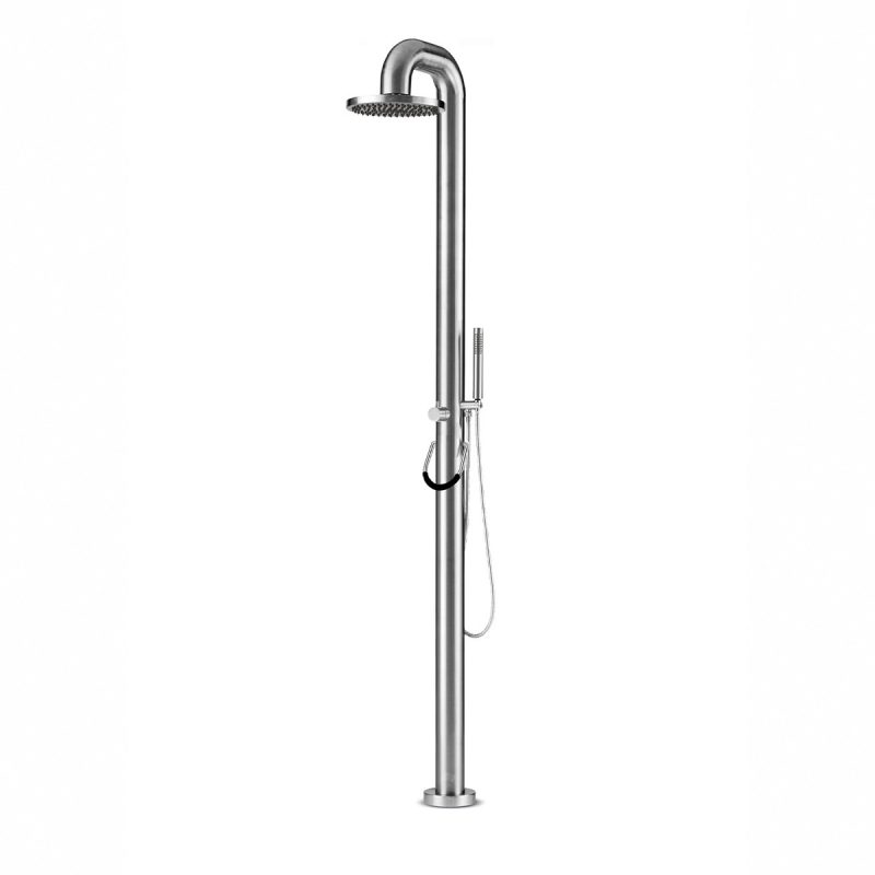 JEE-O Fatline Shower 02 Freestanding Indoor & Outdoor Shower Column with Hand Shower – Brushed Stainless Steel