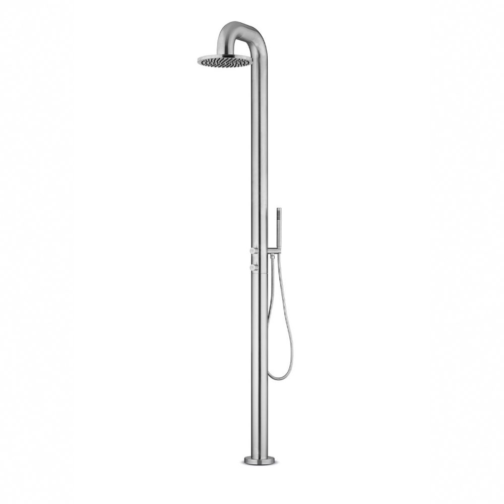 JEE-O Fatline Shower 02TH Freestanding Indoor & Outdoor Thermostatic Shower Column – Brushed Stainless Steel