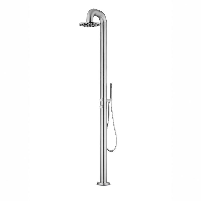 JEE-O Fatline Shower 02TH Freestanding Indoor & Outdoor Thermostatic Shower Column – Brushed Stainless Steel