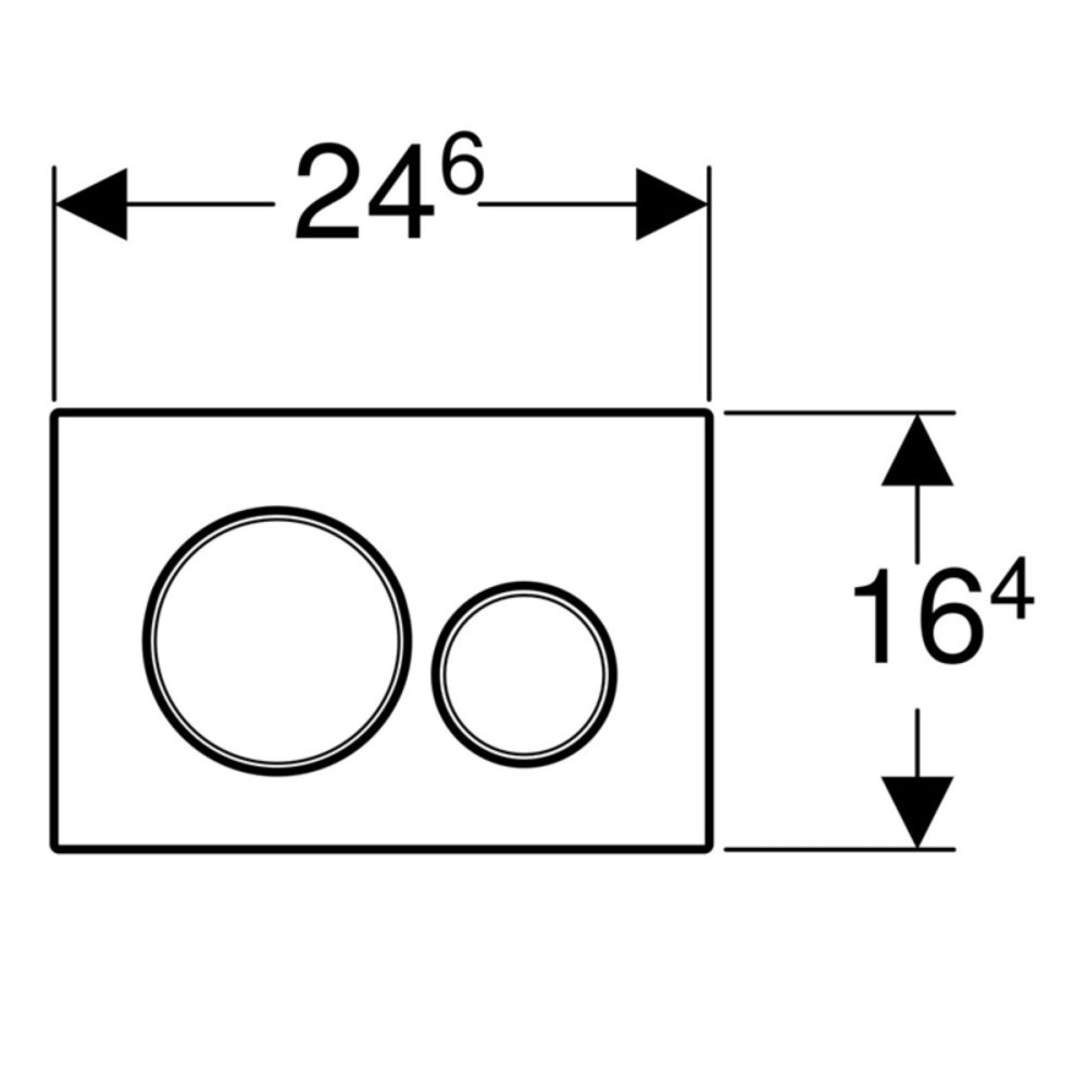 Geberit Sigma20 Dual Flush Plate, Chrome Matt with Chrome Glossy Design Rings