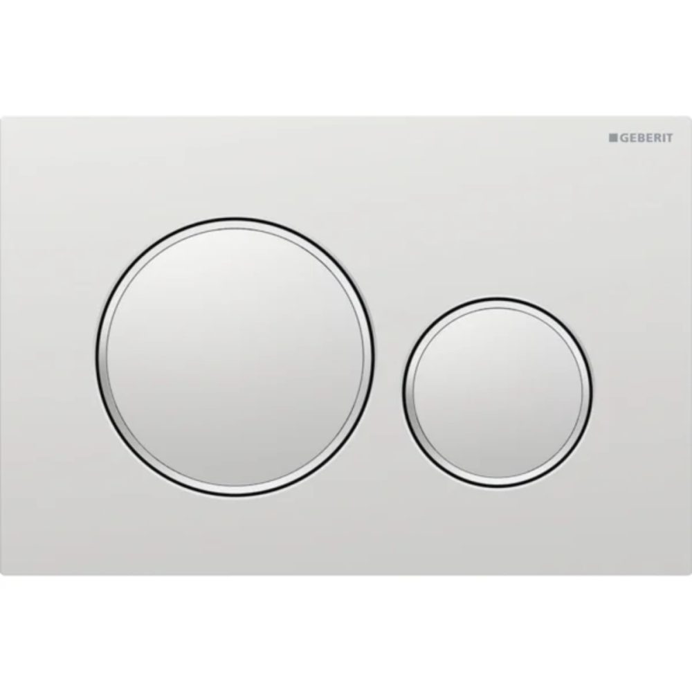 Geberit Sigma20 Dual Flush Plate, Chrome Matt with Chrome Glossy Design Rings
