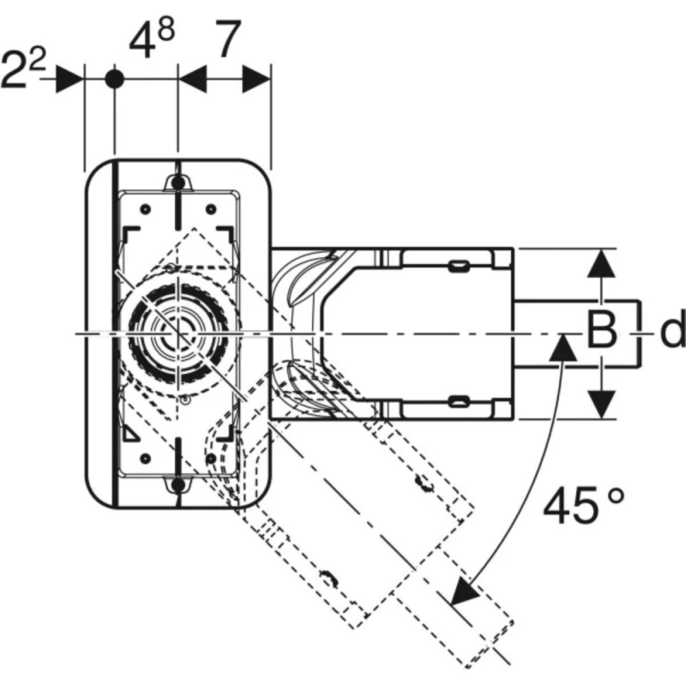 Geberit installation set for CleanLine shower channel, for screed height at inlet 65–90 mm