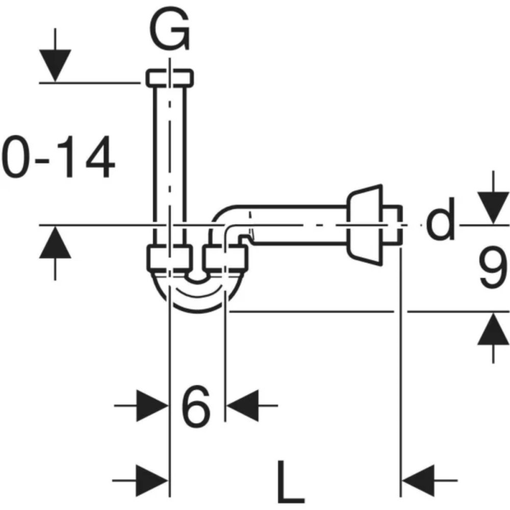 Geberit U-Shaped P-Trap for Washbasin & Bidet – Chrome