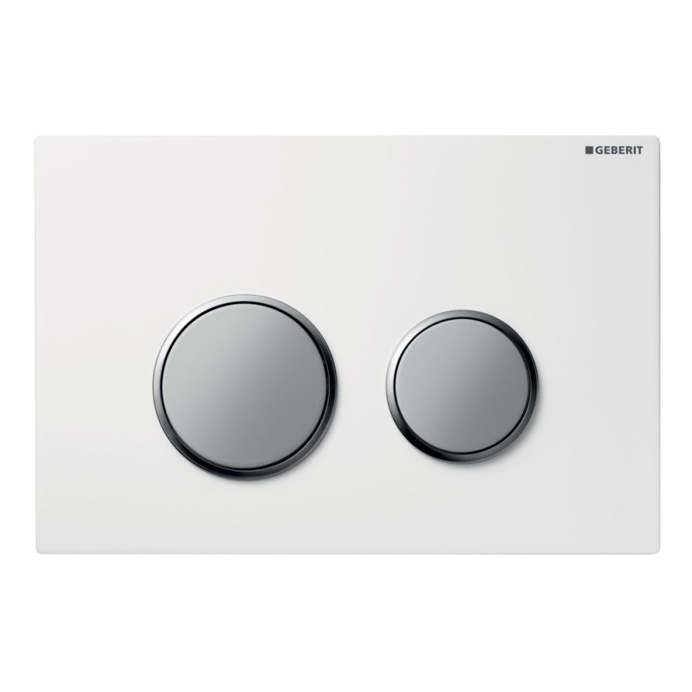 Geberit Sigma20 Dual Flush Plate – White / Matt Chrome / Matt Chrome