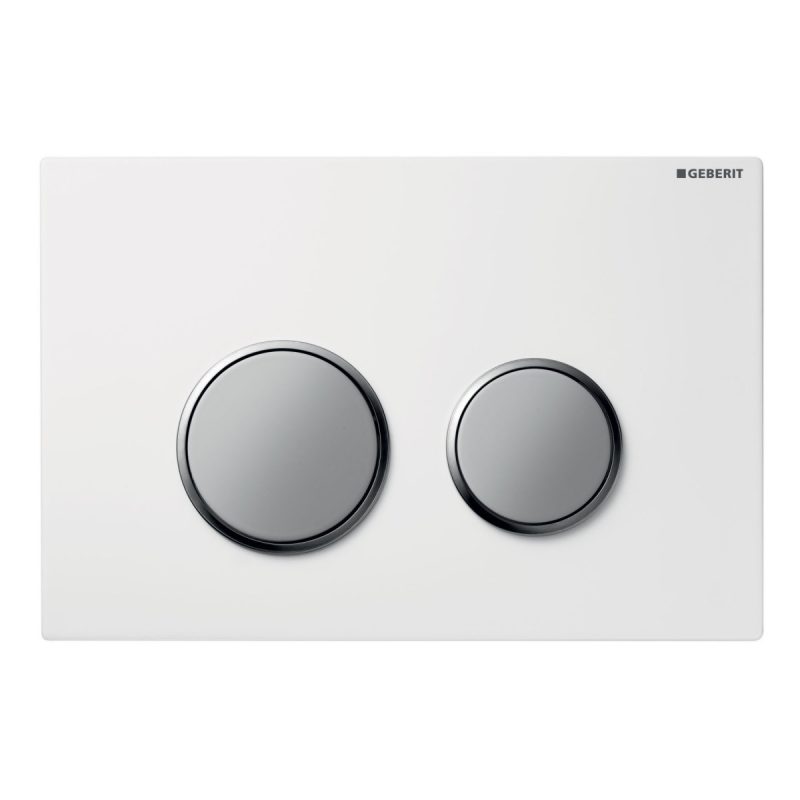 Geberit Sigma20 Dual Flush Plate – White / Matt Chrome / Matt Chrome