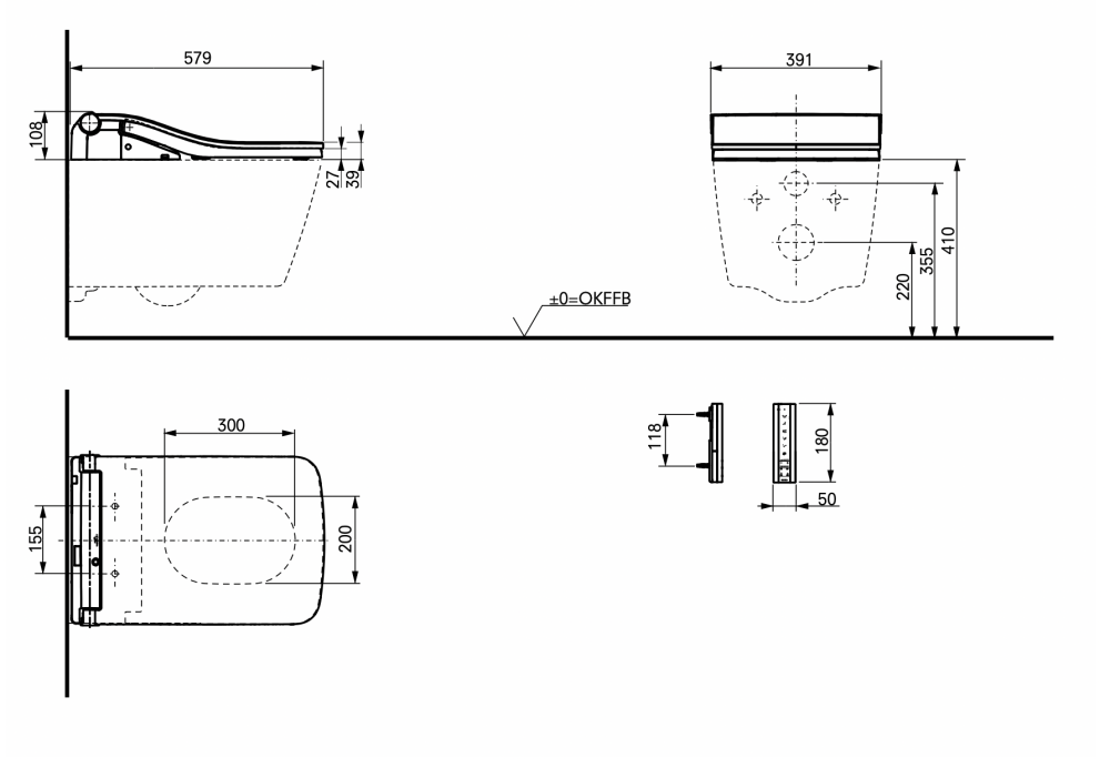 TOTO SW Auto Flush WASHLET™ Set – Seat, Wall Hung WC & Concealed Flush System